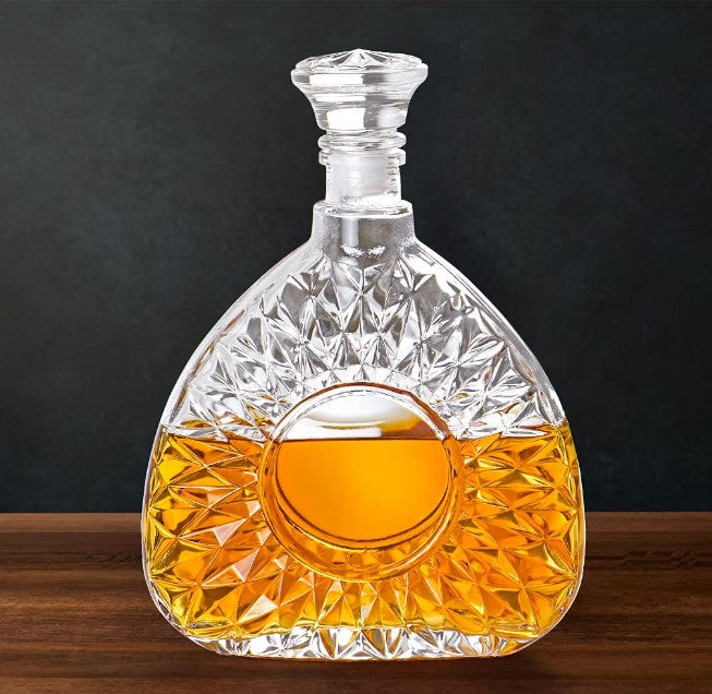 Glass Decanter with Airtight Stopper Snowflake Design