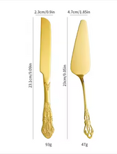 Load image into Gallery viewer, Vintage-Inspired Gold Cake Knife and Server Set