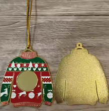 Load image into Gallery viewer, Festive "Ugly" Christmas Sweater Holiday Ornament- Red and Green