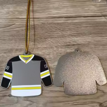 Load image into Gallery viewer, Custom Hockey Jersey Ornament - Black and yellow