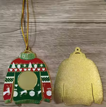 Load image into Gallery viewer, Festive "Ugly" Christmas Sweater Holiday Ornament- Green collar