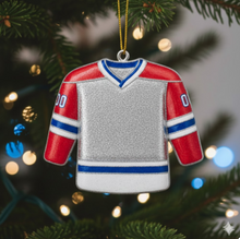 Load image into Gallery viewer, Custom Hockey Jersey Ornament - Red, Silver, and Blue