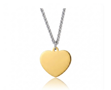 Load image into Gallery viewer, Large Gold Heart Medical Alert pendant with silver chain