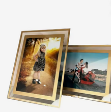 Load image into Gallery viewer, Floating Glass Photo Frame with Brushed Gold Border 8x10
