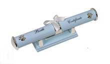 Load image into Gallery viewer, Birth Certificate Tube with stand - Blue