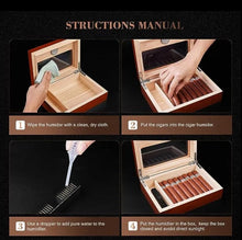 Load image into Gallery viewer, Cigar Humidor Box – Glass Top Humidor with Hygrometer Humidifier