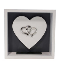 Load image into Gallery viewer, Double Heart Shadow Box with Custom Engraving | Romantic Wedding Keepsake | Heart Shaped Shadow Box for Wedding Mementos | Personalized Heart Box for Wedding Gifts | Unique Wedding Shadow Box Decor