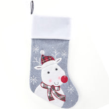Load image into Gallery viewer, Grey and white stocking- REINDEER