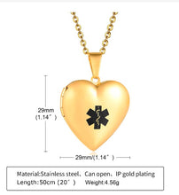 Load image into Gallery viewer, Heart Medical Alert Locket Necklace | Necklace online Calgary | Necklace online Canada | | Engraver in Calgary | Best engraver in Canada | Online Gift shop Calgary | Online gift shop Canada