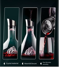 Load image into Gallery viewer, Iceberg wine decanter pouring red wine – built-in aerator enhances flavor, premium barware gift idea