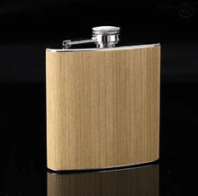 Load image into Gallery viewer, leatherette flask gift set tan wood grain personalized gift Canada