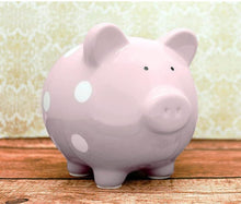 Load image into Gallery viewer, Pink Piggy Bank- White Polka Dots