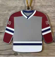 Load image into Gallery viewer, Custom Hockey Jersey Ornament - Red, Silver, and Blue