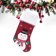 Load image into Gallery viewer, Red Snowman stocking with white Fur cuff