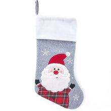 Load image into Gallery viewer, Grey and white stocking- SANTA