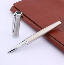 Load image into Gallery viewer, Smooth Silver Executive Roller ball pen with lid | Online gift shop in Calgary | Online gift shop in Canada | Engraver in Canada | Engraver in Calgary | Ball pens online | Gift shop Canada