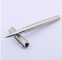 Load image into Gallery viewer, Smooth Silver Executive Roller ball pen with lid | Online gift shop in Calgary | Online gift shop in Canada | Engraver in Canada | Engraver in Calgary | Ball pens online | Gift shop Canada