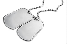 Load image into Gallery viewer, Rolled Edge Military Dog Tag necklace- Silver | Necklaces online in Canada | Necklaces online in Canada | Necklaces online in Winnipeg | Online jewelry shop in Canada | Online jewelry shop in Winnipeg | Online gift shop in Canada | Online gift shop in Winnipeg