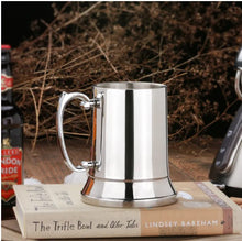 Load image into Gallery viewer, Stainless steel tankard with handle | Customizable tankard | Personalized stainless steel mug | Engraved metal tankard | Durable steel beer mug | Classic design tankard | Perfect gift tankard | Wedding gift tankard | Graduation gift tankard | Premium quality tankard