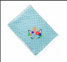 Load image into Gallery viewer, Floral Unicorn Face -Rainbow Swirl Blanket