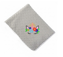 Load image into Gallery viewer, Floral Unicorn Face -Rainbow Swirl Blanket