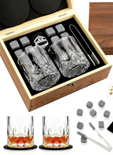 Load image into Gallery viewer, Whiskey Stones and Whiskey Glasses Set with Wood Box