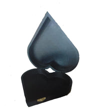 Load image into Gallery viewer, Open wooden heart box showing interior storage – personalized keepsake box for jewelry and small treasures