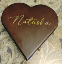 Load image into Gallery viewer, Wooden heart box personalized gift – custom engraved keepsake box for her, ideal romantic present in Canada