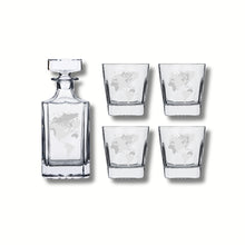 Load image into Gallery viewer, World Map Whisky Decanter and Glass Set - Premium Globe Whiskey Set in Canada
