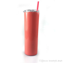 Load image into Gallery viewer, 20oz Skinny tumbler Stainless Steel Drinking Cup Insulated Bottle with Straw multi colors engravable gifts in Canada 2