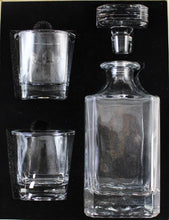 Load image into Gallery viewer, 3 PC DECANTER SET WITH 2 GLASSES AND WOODEN BOX | Whiskey glasses online Canada | Glasses online Calgary | Customized gifts online Canada | Engraver in Calgary | Engraver in Canada | Customized gifts in Canada | Customized gifts in Calgary | Gift shop in Canada | Gift shop in Calgary | Engraving items in Canada