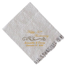 Load image into Gallery viewer, Custom 50th anniversary blanket with gold swirl design – Personalized gift for Canadian couples