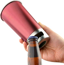 Load image into Gallery viewer, Stainless Steel Brew Cup with Beer Opener - Red engravable