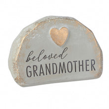 Load image into Gallery viewer, Beloved Grandmother Goldstone Heart 4.5 x 6 Resin Decorative Outdoor Garden Stone