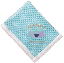 Load image into Gallery viewer, Customized -My Baptism Blanket- Blue and Lilac Doves