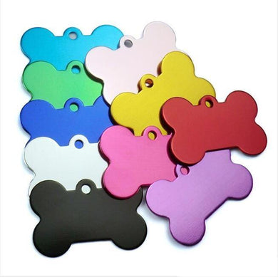 multi color bone shaped metal engravable pet tags