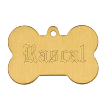 Load image into Gallery viewer, brass bone pet tag engravable in Canada