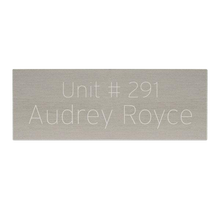 Load image into Gallery viewer, pewter tone metal plate 4 x 1 1/2 for trophies in Canada