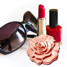 Load image into Gallery viewer, DUSTY ROSE REALISTIC ROSE DESIGN MIRROR COMPACT