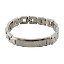 Load image into Gallery viewer, Men ID Bracelet with Triple Dash design - Stainless | Stainless steel ID Bracelet | Bracelets for Men | Bracelets online store Calgary | Gift shop in Calgary | Gift shop in Canada | Engraver in Canada | Engraver in Calgary
