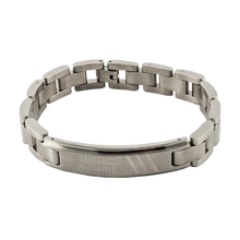 Load image into Gallery viewer, Men ID Bracelet with Triple Dash design - Stainless | Stainless steel ID Bracelet | Bracelets for Men | Bracelets online store Calgary | Gift shop in Calgary | Gift shop in Canada | Engraver in Canada | Engraver in Calgary