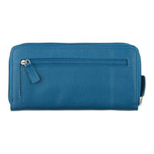 Load image into Gallery viewer, Ladies Full Zip Leather RFID Wallet - Peacock