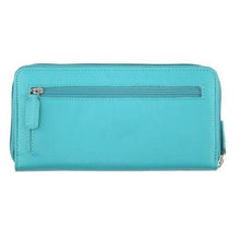 Load image into Gallery viewer, Ladies Full Zip Leather RFID Wallet - Turquoise