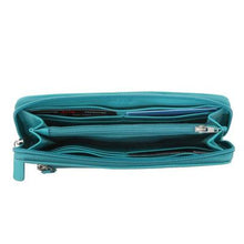 Load image into Gallery viewer, Ladies Full Zip Leather RFID Wallet - Turquoise