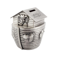 Load image into Gallery viewer, Noah's Ark Money Bank | Engraved in Canada | Religious Gift | Engraver in Canada | Gift Shop in Calgary | Animal-themed Money Box | Personalized Savings Bank | Handcrafted Ark Design | Unique Religious Keepsake | Custom Engraved Piggy Bank | Artisanal Gift for All Ages | Canadian Engraving Specialist | Calgary-based Gift Store | Noah's Ark Décor | Religious Symbolic Bank | Precious Animal Coin Bank | Calgary Engraving Expertise | Memorable Religious Present | Symbolic Money Holder
