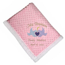Load image into Gallery viewer, Customized -My Baptism Blanket- Blue and Lilac Doves