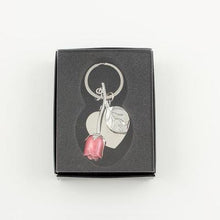 Load image into Gallery viewer, Pink Rose Keychain with Heart