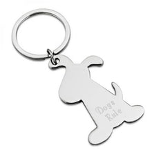 Load image into Gallery viewer, Shiny Silver Dog Keychain engravable