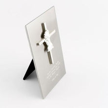 Load image into Gallery viewer, Stainless Steel Cross Plaque for Girls | Engraver in Canada | Gift Shop in Calgary | Religious Gift for Her | Custom Engraved Cross | Personalized Religious Plaque | Stainless Steel Christian Keepsake | Unique Religious Gift | Commemorative Cross for Girls | Engraved Cross Wall Decor | Christian Symbol Plaque | Religious Décor for Girls | Customizable Cross Gift | Meaningful Religious Present | Stainless Steel Religious Plaque