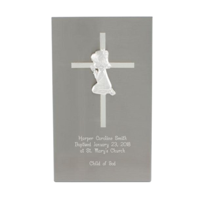 Stainless Steel Cross Plaque for Girls | Engraver in Canada | Gift Shop in Calgary | Religious Gift for Her | Custom Engraved Cross | Personalized Religious Plaque | Stainless Steel Christian Keepsake | Unique Religious Gift | Commemorative Cross for Girls | Engraved Cross Wall Decor | Christian Symbol Plaque | Religious Décor for Girls | Customizable Cross Gift | Meaningful Religious Present | Stainless Steel Religious Plaque